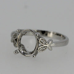 Sterling Silver Semi Mount Ring Setting Oval OV 10x8mm Butterfly Shank - Syzjewelry
