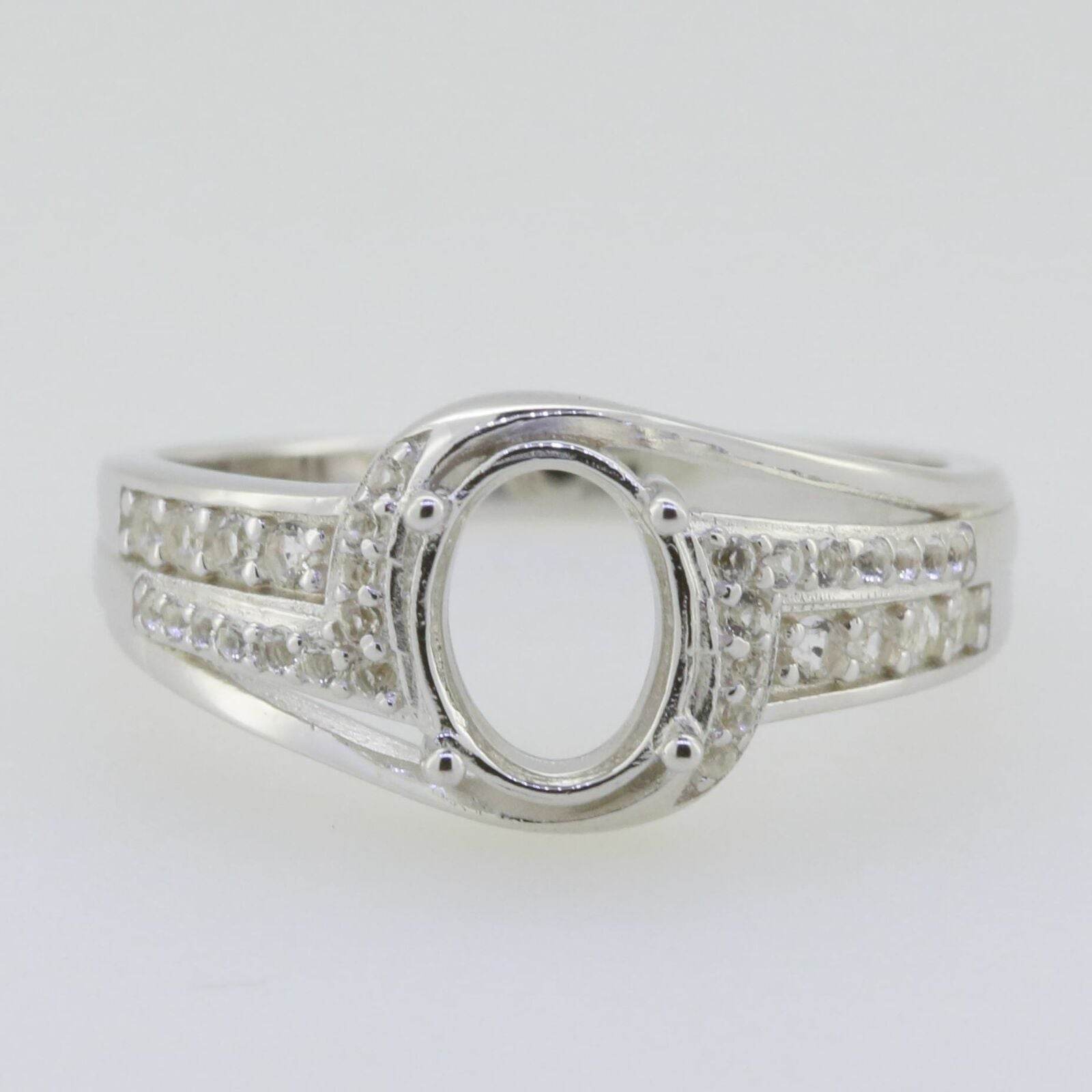 14K White Gold Semi Mount Ring Setting Oval OV 8x6mm Solid - Syzjewelry