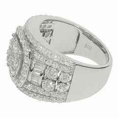 Sterling Silver Natural White Topaz Cluster Ring White Topaz - Syzjewelry