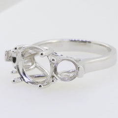 Sterling Silver Semi Mount Ring Setting Round RD 10x10mm 6x6mm 3 Stone - Syzjewelry