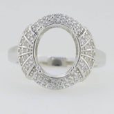 14K White Gold Semi Mount Ring Setting Oval OV 12X10mm W/ Moissanite - Syzjewelry