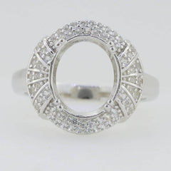 14K White Gold Semi Mount Ring Setting Oval OV 12X10mm W/ Moissanite - Syzjewelry
