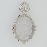 Sterling Silver Semi Mount Pendant Setting Oval OV 25X17mm Moissanite Sapphi - Syzjewelry