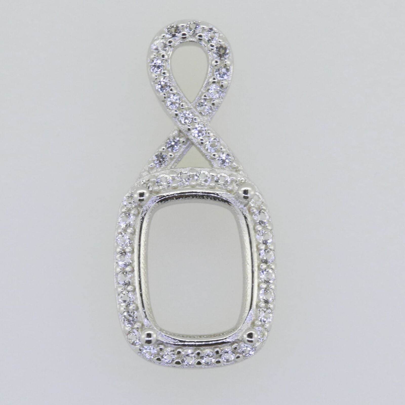 14K White Gold Semi Mount Pendant Setting Cushion CU 9x7mm GTL20273P14KW - Syzjewelry
