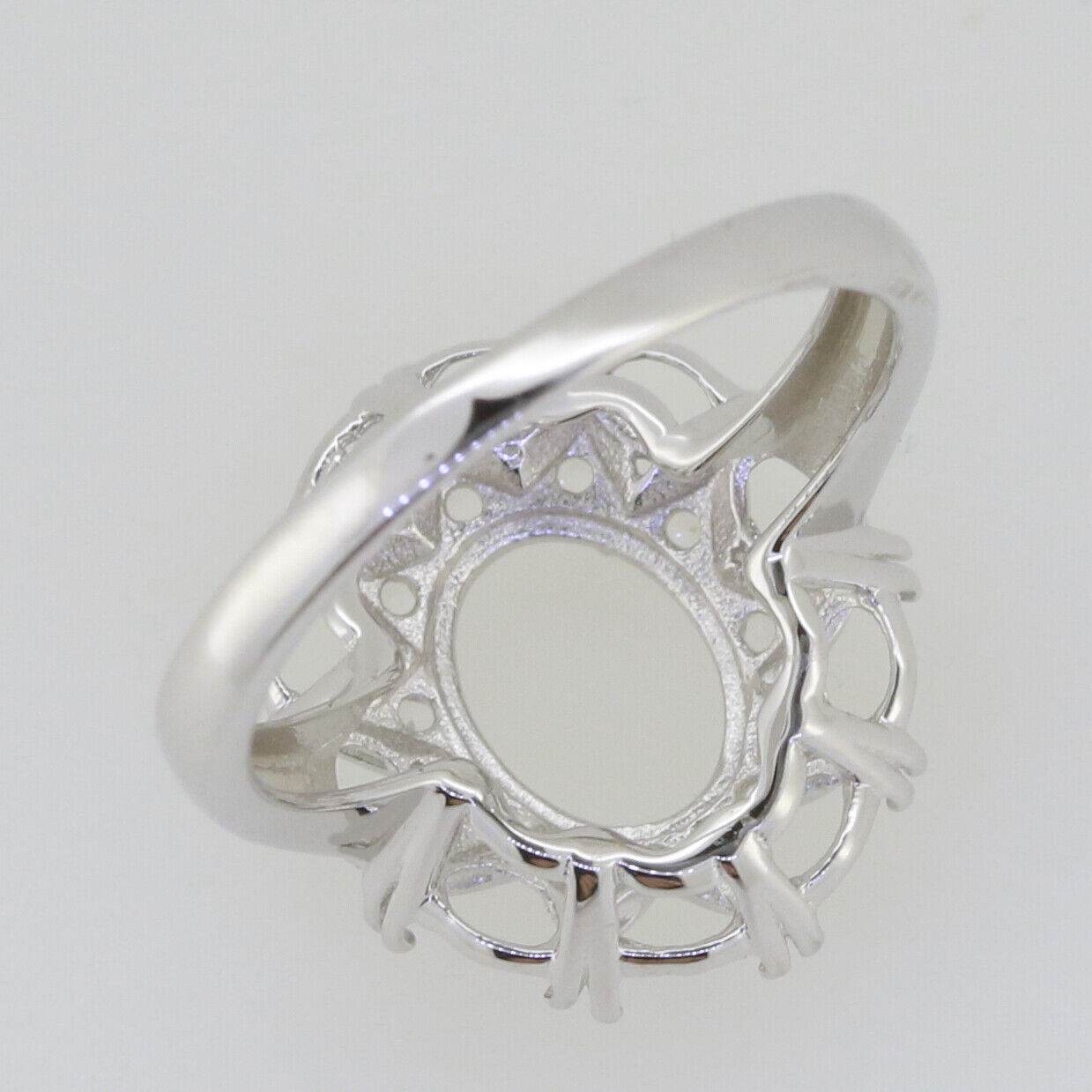 Sterling Silver Semi Mount Ring Setting OV 9x7mm OV 4x3mm Cluster Ring N0361 - Syzjewelry
