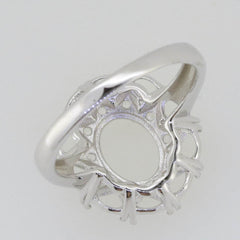 Sterling Silver Semi Mount Ring Setting OV 9x7mm OV 4x3mm Cluster Ring N0361 - Syzjewelry