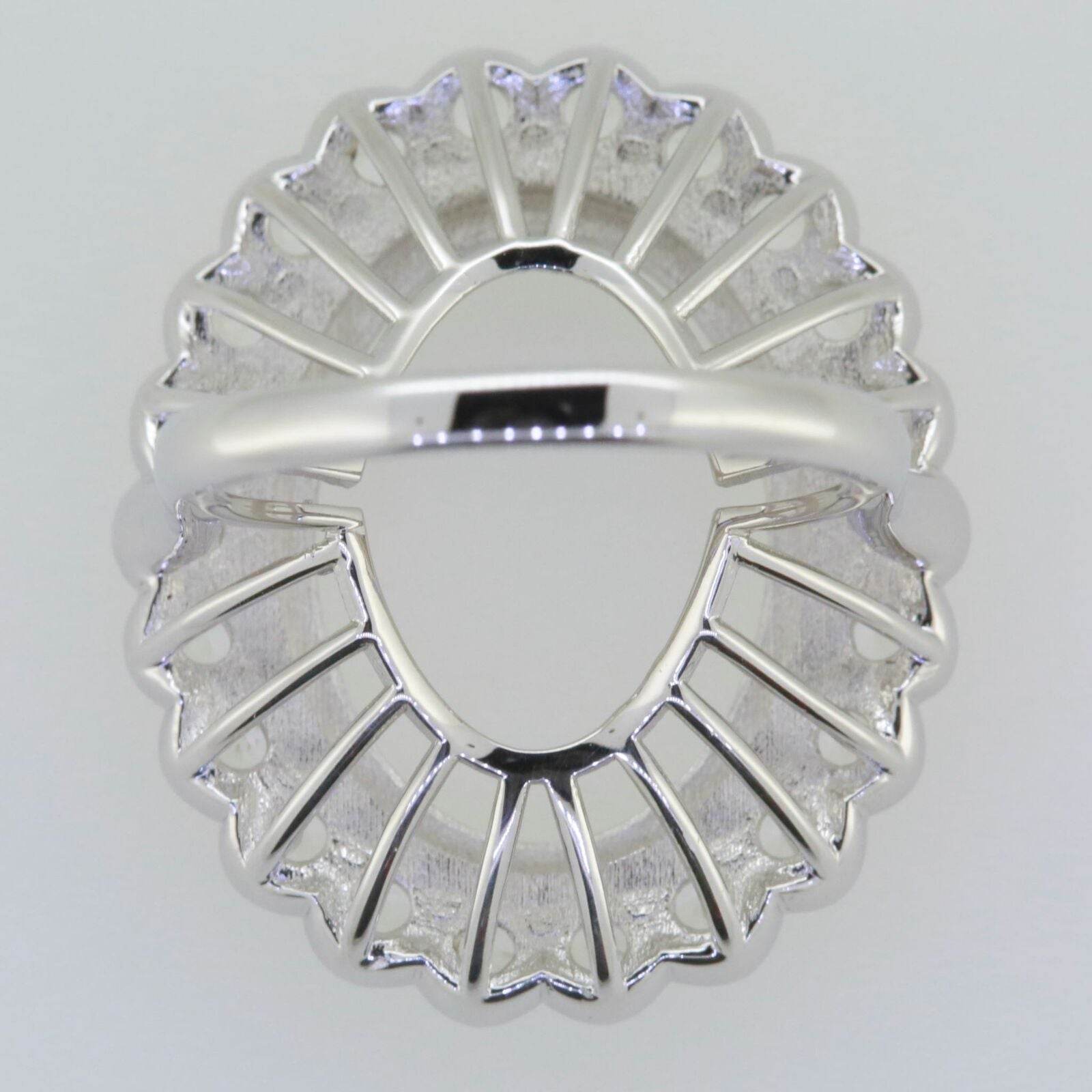 14K White Gold Semi Mount Ring Setting Oval OV 12x10mm Moissanite - Syzjewelry