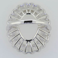 14K White Gold Semi Mount Ring Setting Oval OV 12x10mm Moissanite - Syzjewelry