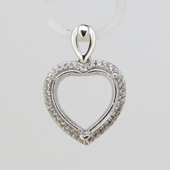 Sterling Silver Semi Mount Pendant Setting Heart HT 12x12mm Halo White Topaz - Syzjewelry