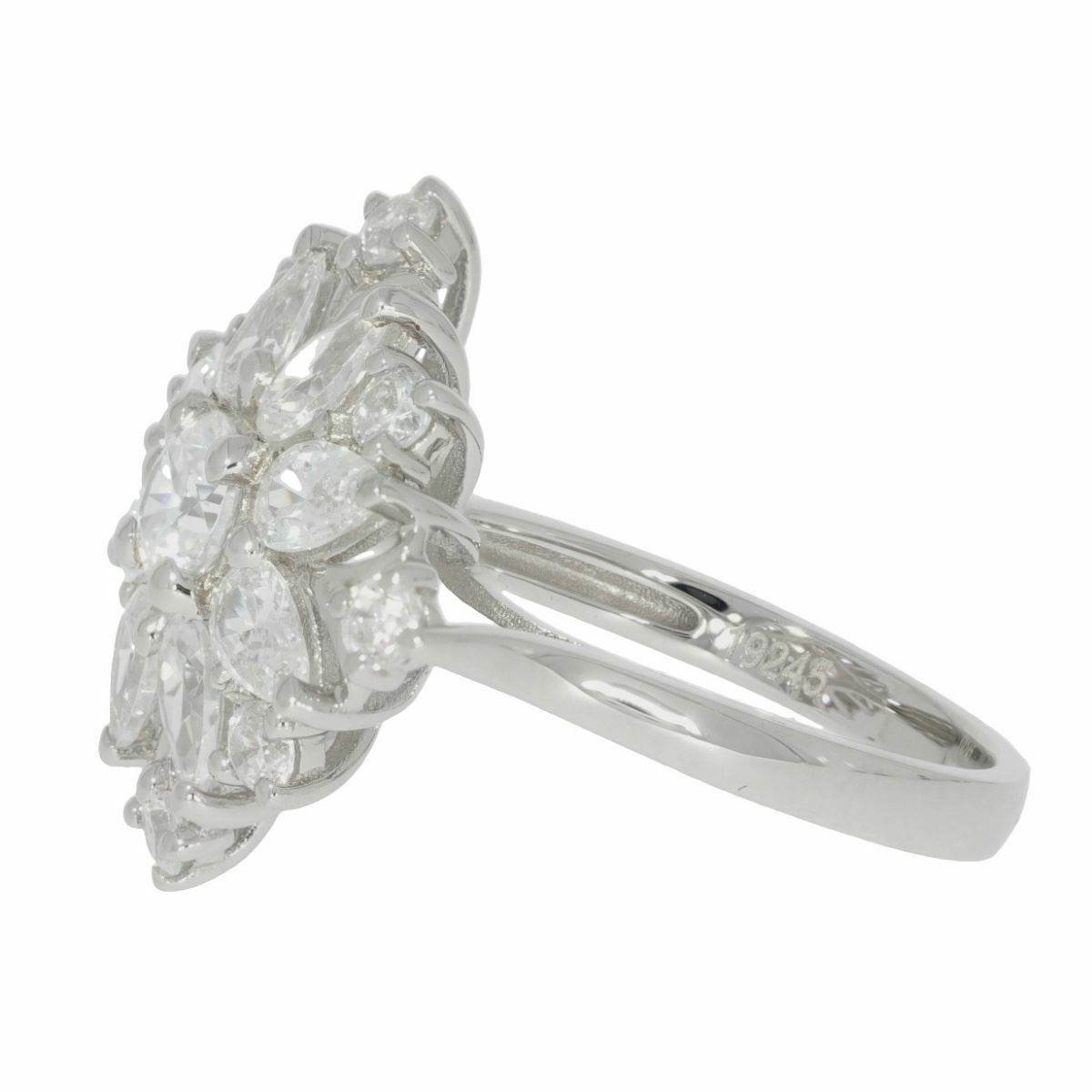 Sterling Silver Semi Mount Ring Setting RD 5x5mm PE 5X3mm Cluster Ring - Syzjewelry