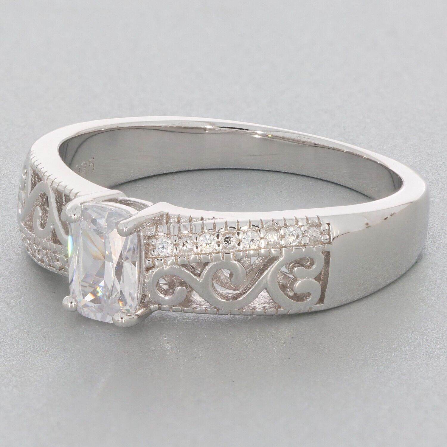 Sterling Silver Semi Mount Ring Setting Cushion CU 6X4mm Scroll Topaz 17587R - Syzjewelry