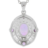 Sterling Silver Semi Pendants Setting Oval OV 8x6mm Halo W/ Topaz White Topaz - Syzjewelry