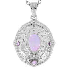 Sterling Silver Semi Pendants Setting Oval OV 8x6mm Halo W/ Topaz White Topaz - Syzjewelry