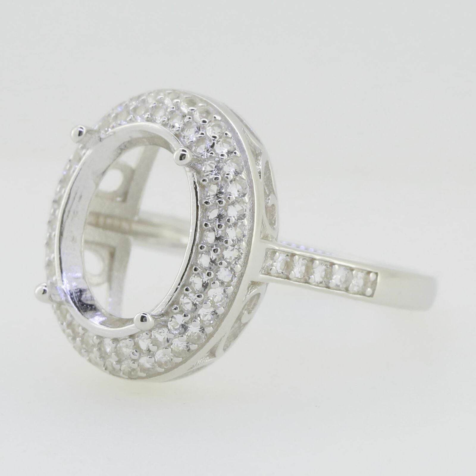 Sterling Silver Semi Mount Ring Setting Oval 13x11mm White Topaz - Syzjewelry
