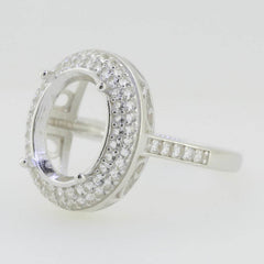 Sterling Silver Semi Mount Ring Setting Oval 13x11mm White Topaz - Syzjewelry