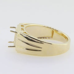 10K Yellow Gold Semi Mount Ring Setting Emerald OCT 9x7 8x6mm Men's Ring - Syzjewelry