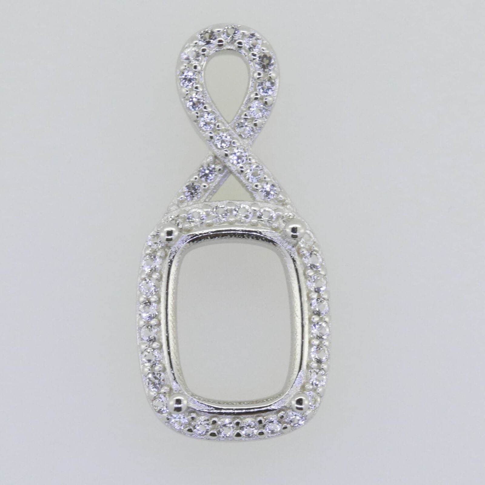 Sterling Silver Semi Mount Pendant Setting Cushion CU 9x7mm White Topa GTL20 - Syzjewelry