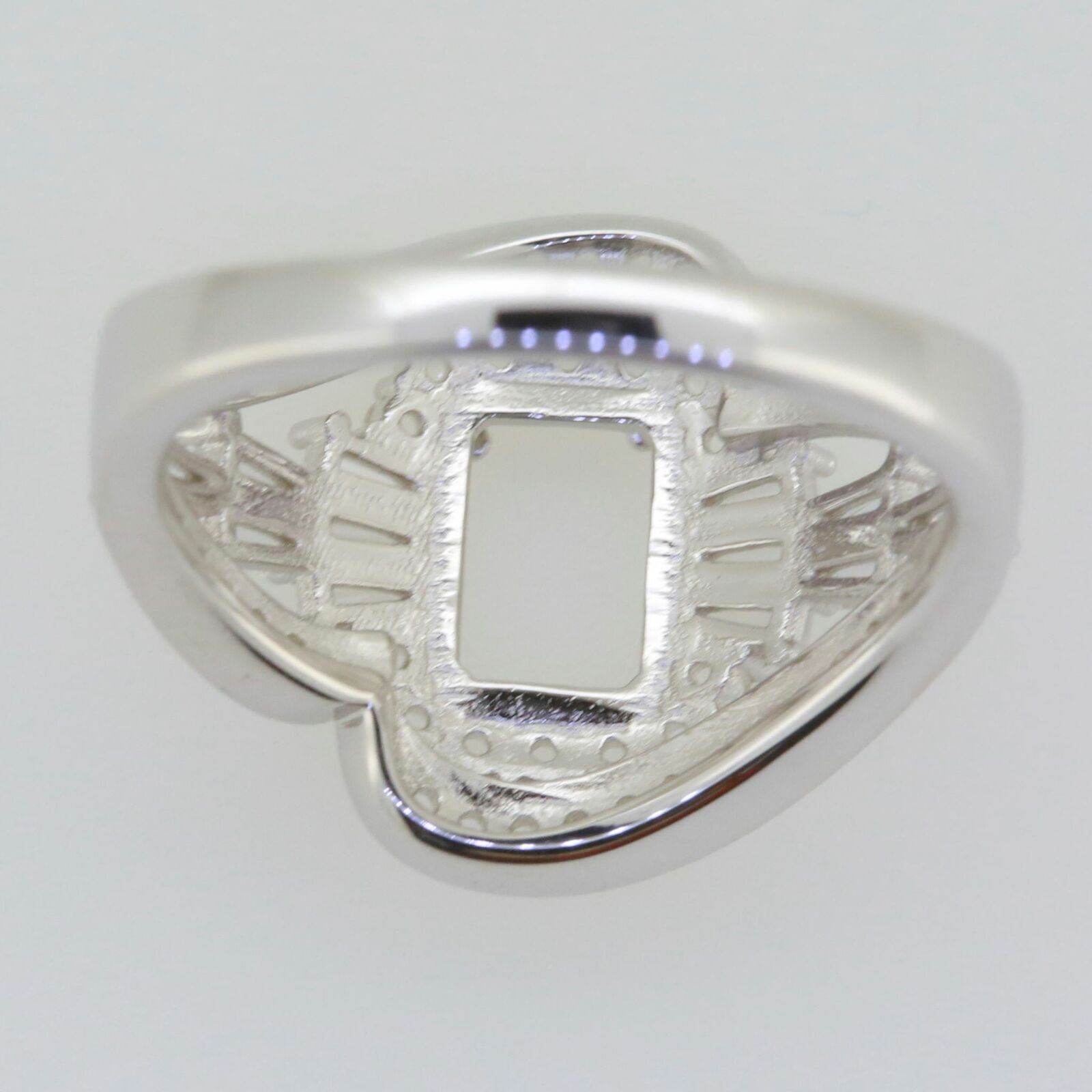 14K White Gold Semi Mount Ring Setting Cushion CU 10x8mm Split Shank Halo - Syzjewelry
