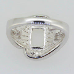 14K White Gold Semi Mount Ring Setting Cushion CU 10x8mm Split Shank Halo - Syzjewelry