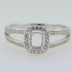 14K White Gold Semi Mount Ring Setting Cushion CU 6X5mm - Syzjewelry