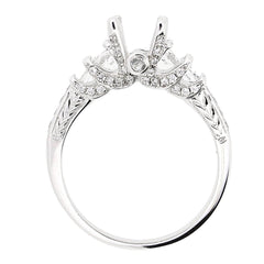 Art Deco Style Sterling Silver Semi Mount Ring Setting RD 7x7mm 4x4mm 3x3mm - Syzjewelry