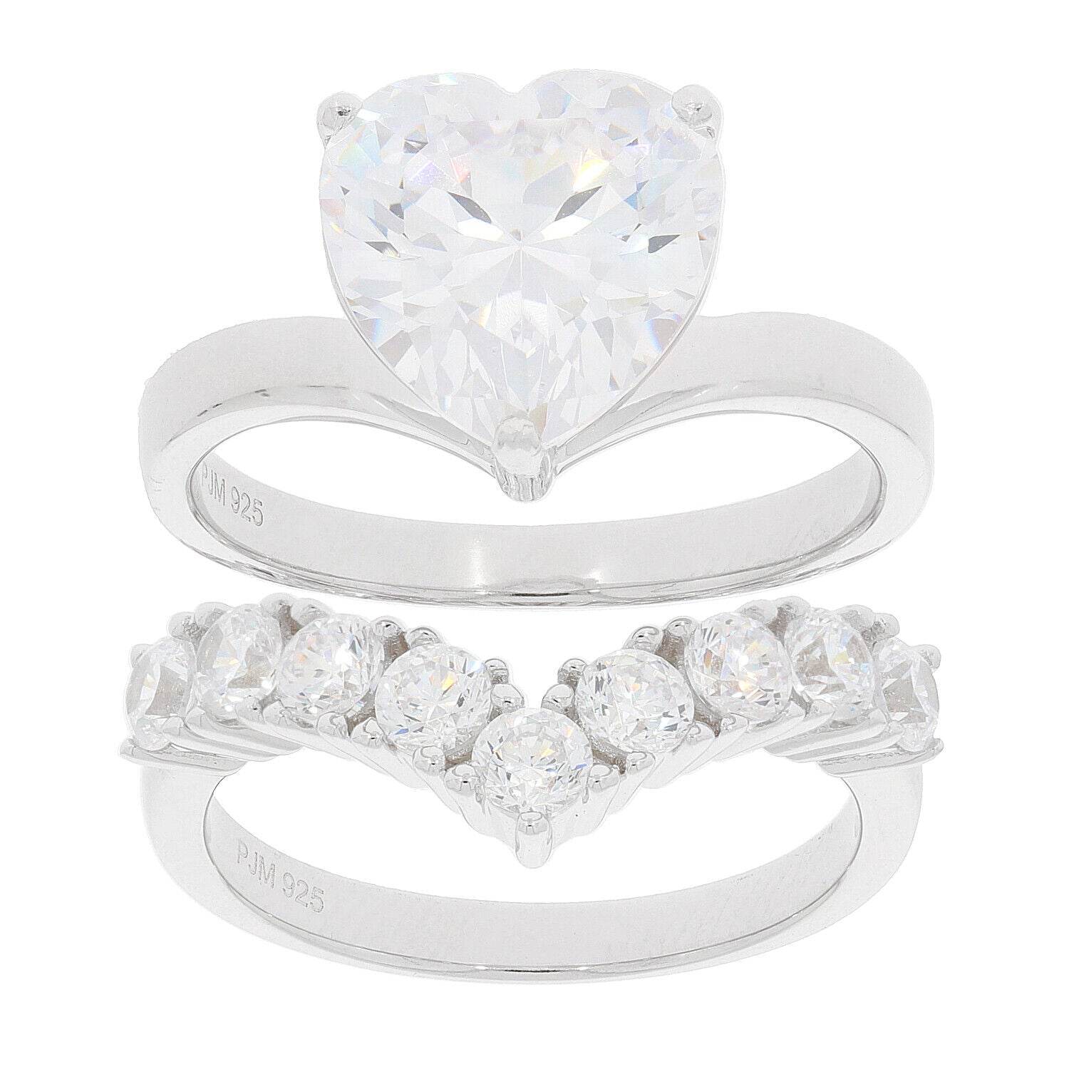 2 piece Set Sterling Silver Semi Mount Ring Setting Heart HT 10X10mm - Syzjewelry