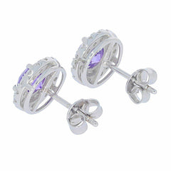 Sterling Silver Semi Mount Earrings Setting Round RD 6x6mm White Topaz - Syzjewelry