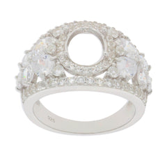 Sterling Silver Semi Mount Ring Setting Oval OV 9x7mm PJC3109R - Syzjewelry