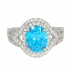 Sterling Silver Semi Mount Ring Setting OV 10X8mm White Topaz N0049PJC0628R - Syzjewelry