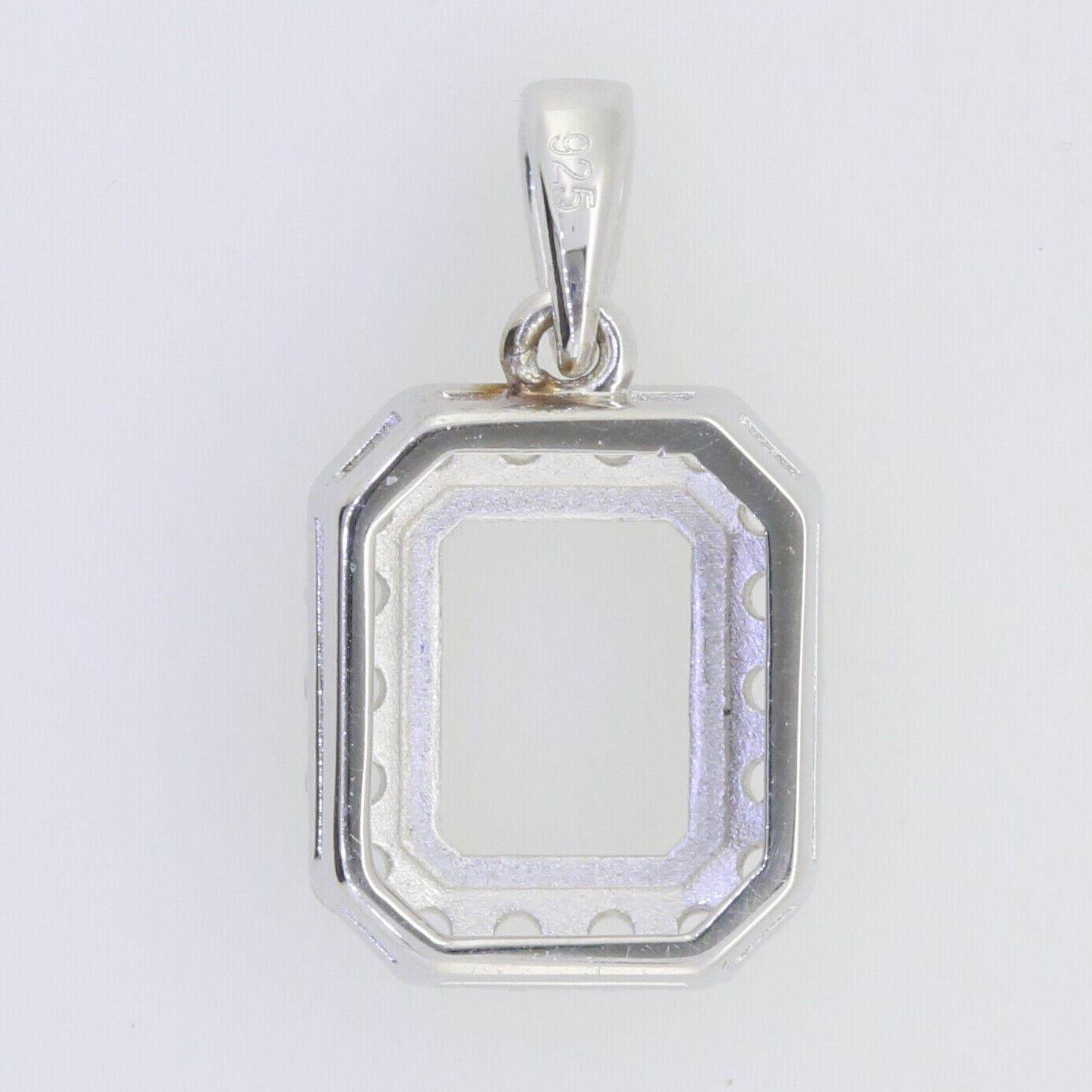 Sterling Silver Semi Mount Pendant Setting Emerald OCT 10X8mm Halo - Syzjewelry