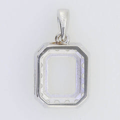 Sterling Silver Semi Mount Pendant Setting Emerald OCT 10X8mm Halo - Syzjewelry