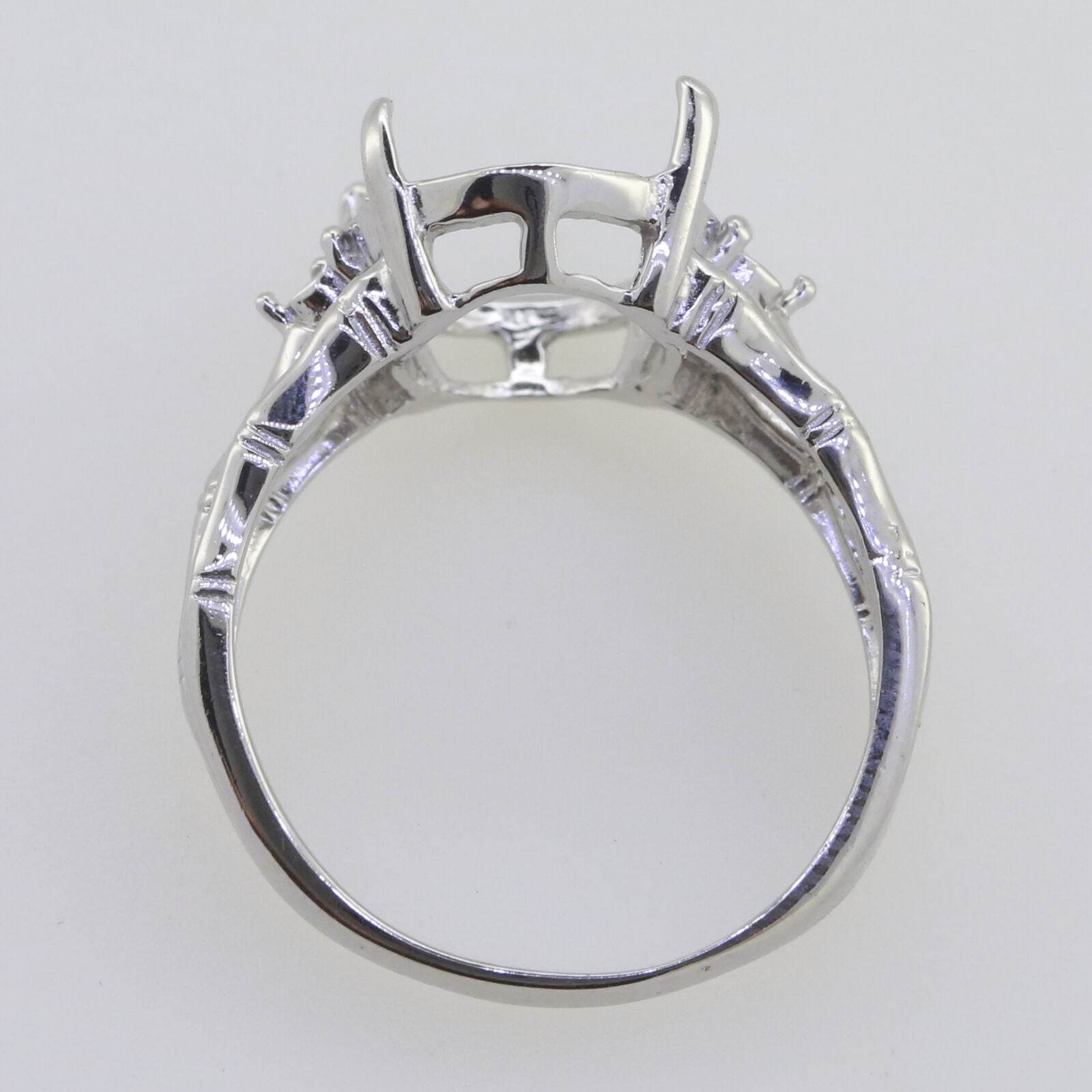 Sterling Silver Semi Mount Ring Setting Oval OV 10x8mm Bamboo Shank - Syzjewelry