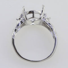 Sterling Silver Semi Mount Ring Setting Oval OV 10x8mm Bamboo Shank - Syzjewelry