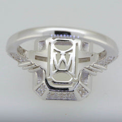 14K White Gold Semi Mount Ring Setting Emerald OCT 12x9mm Engagement Halo - Syzjewelry