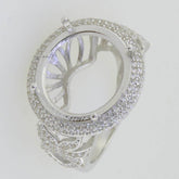 Sterling Silver Semi Mount Ring Setting Round RD 15X15mm White Topaz - Syzjewelry