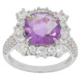 Sterling Silver Semi Mount Pendant Setting CU 10x10mm W/ Halo White To - Syzjewelry