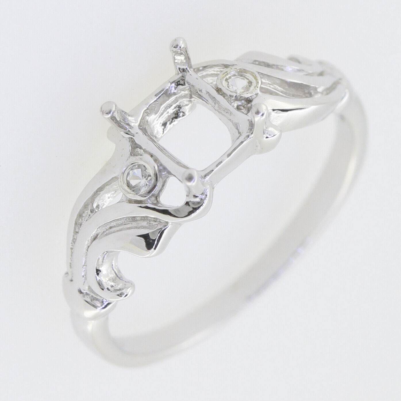 Art Nouveau Style Sterling Silver Semi Mount Ring Setting OCT 7x5mm R171 - Syzjewelry