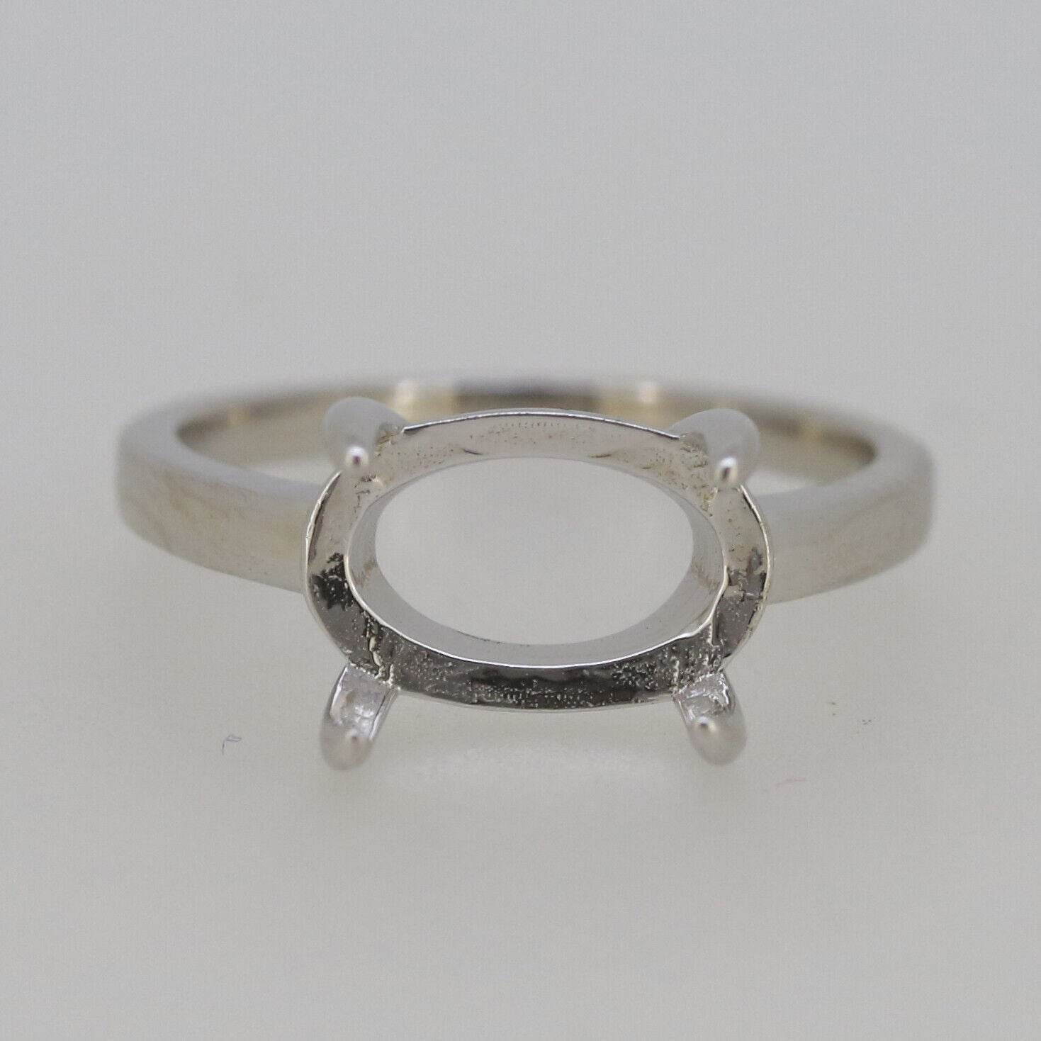 Sterling Silver Semi Mount Ring Setting Oval OV 12x8mm Cabochon East West - Syzjewelry