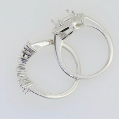 2 PC set 14K White Gold Semi Mount Ring Setting Oval OV 11X9mm - Syzjewelry