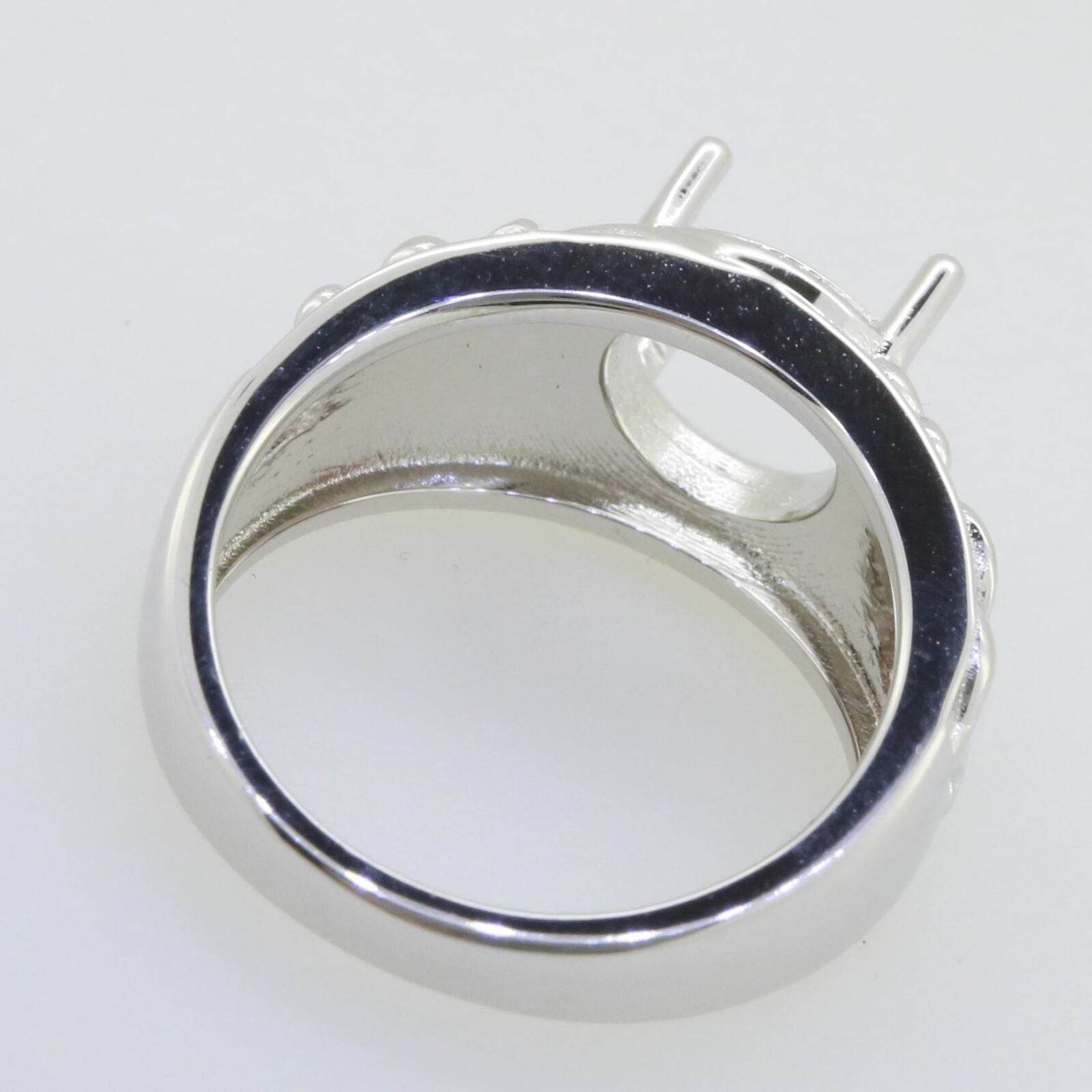 Sterling Silver Semi Mount Ring Setting Round RD 9x9mm Art Nouveau Style - Syzjewelry