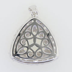 sterling Silver Semi Mount Pendant Setting Trillion Tri 10x10mm Halo - Syzjewelry