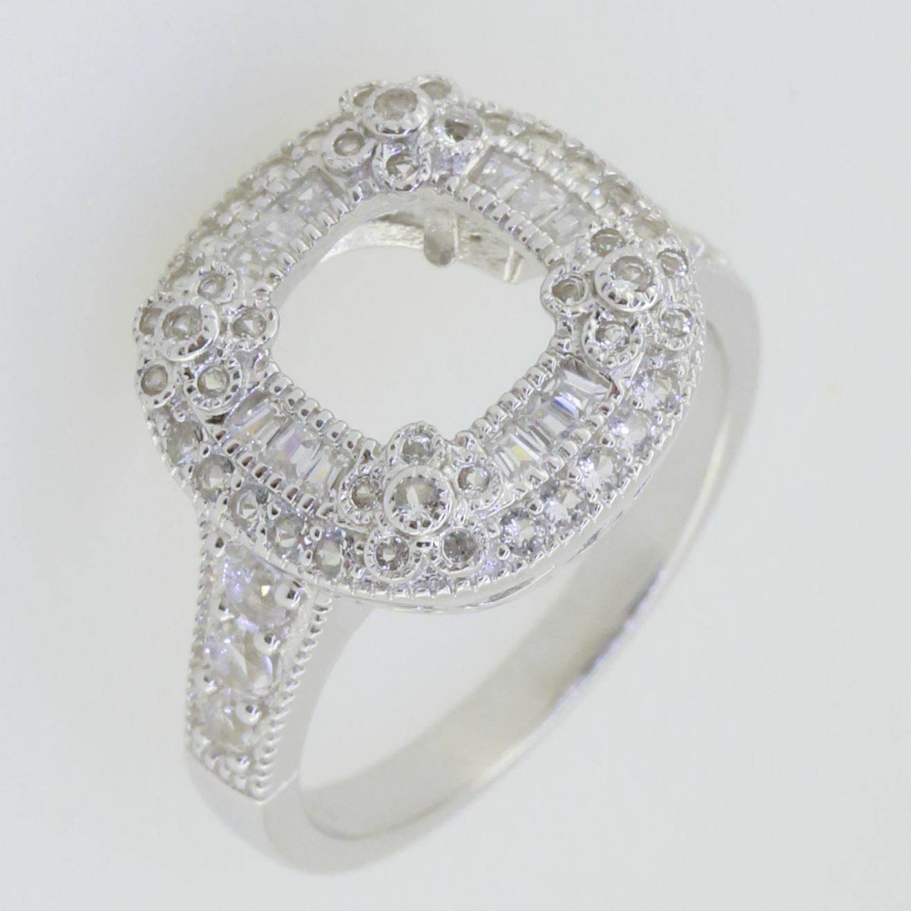 14K White Gold Semi Mount Ring Setting Cushion CU 7X7mm - Syzjewelry