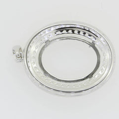14K White Gold Semi Mount Pendant Setting Oval OV 18x13mm Solid - Syzjewelry