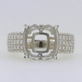 Sterling Silver Semi Mount Ring Setting Cushion CU 12X12mm Accent - Syzjewelry