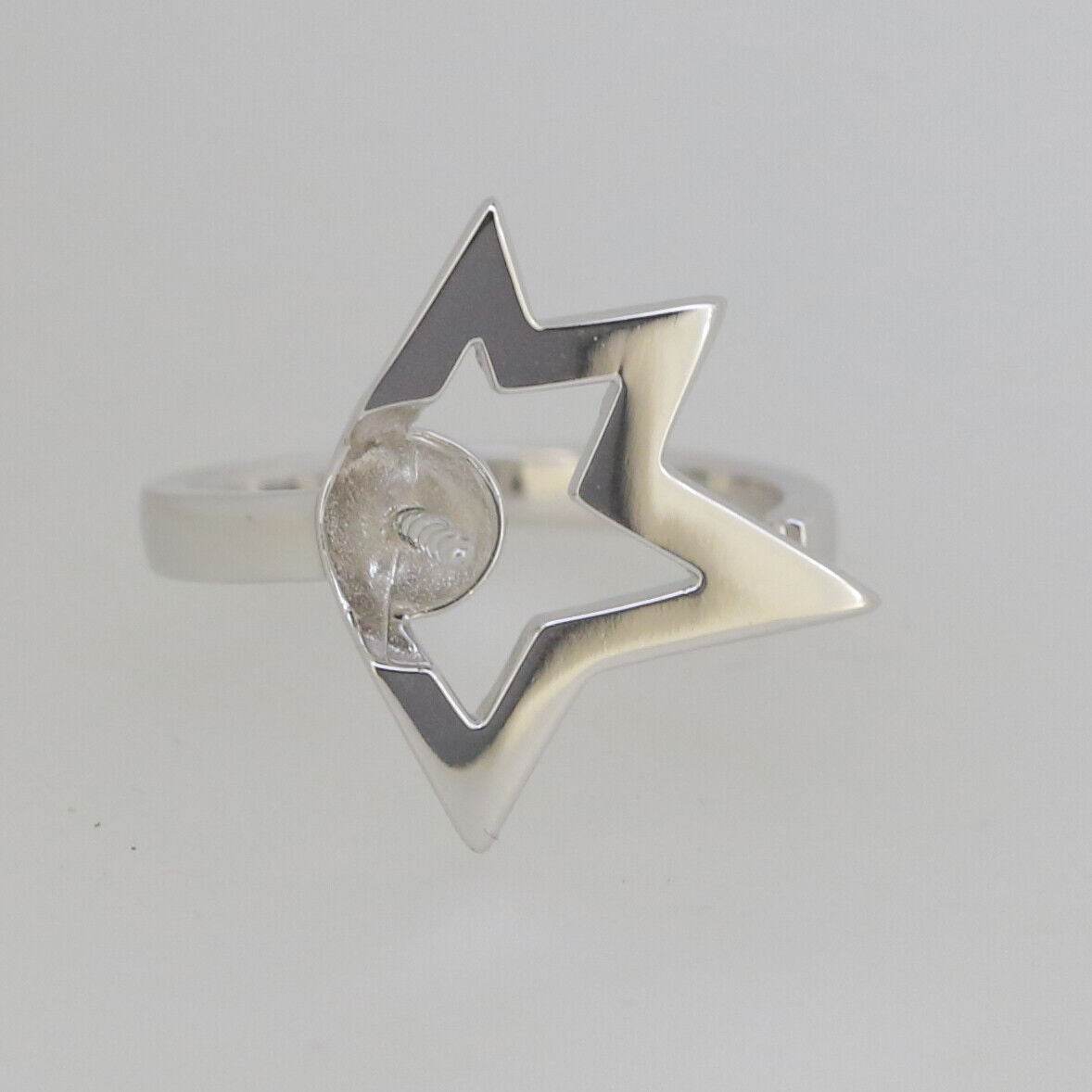 Sterling Silver Semi Mount Ring Setting Round 8x8mm Pearl & Star Ring - Syzjewelry