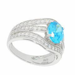 Sterling Silver Semi Mount Ring Setting Oval OV 9x7mm White Topaz - Syzjewelry