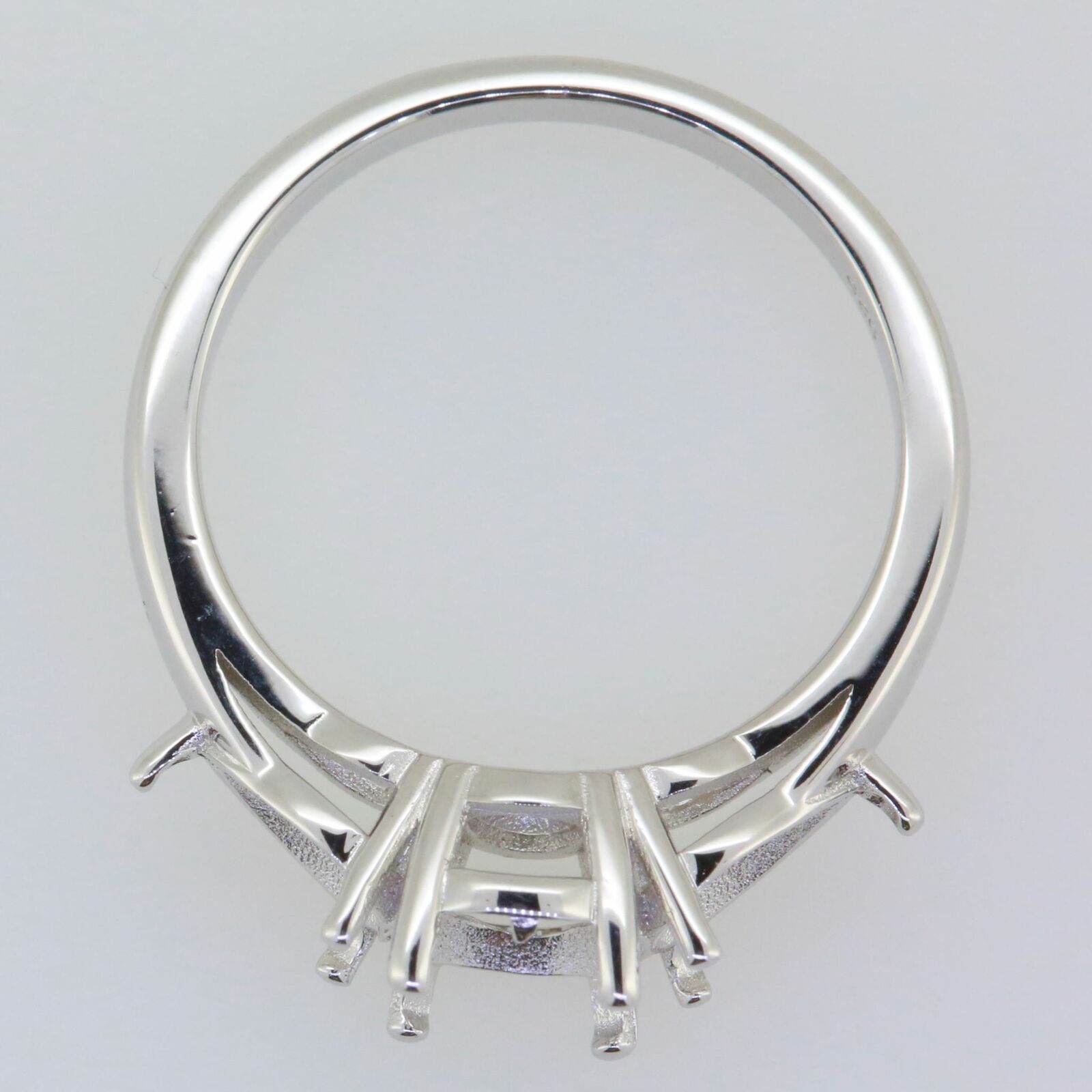 Sterling Silver Semi Mount Ring Setting Oval OV 8x6mm PE 7x5mm 3 Stones - Syzjewelry