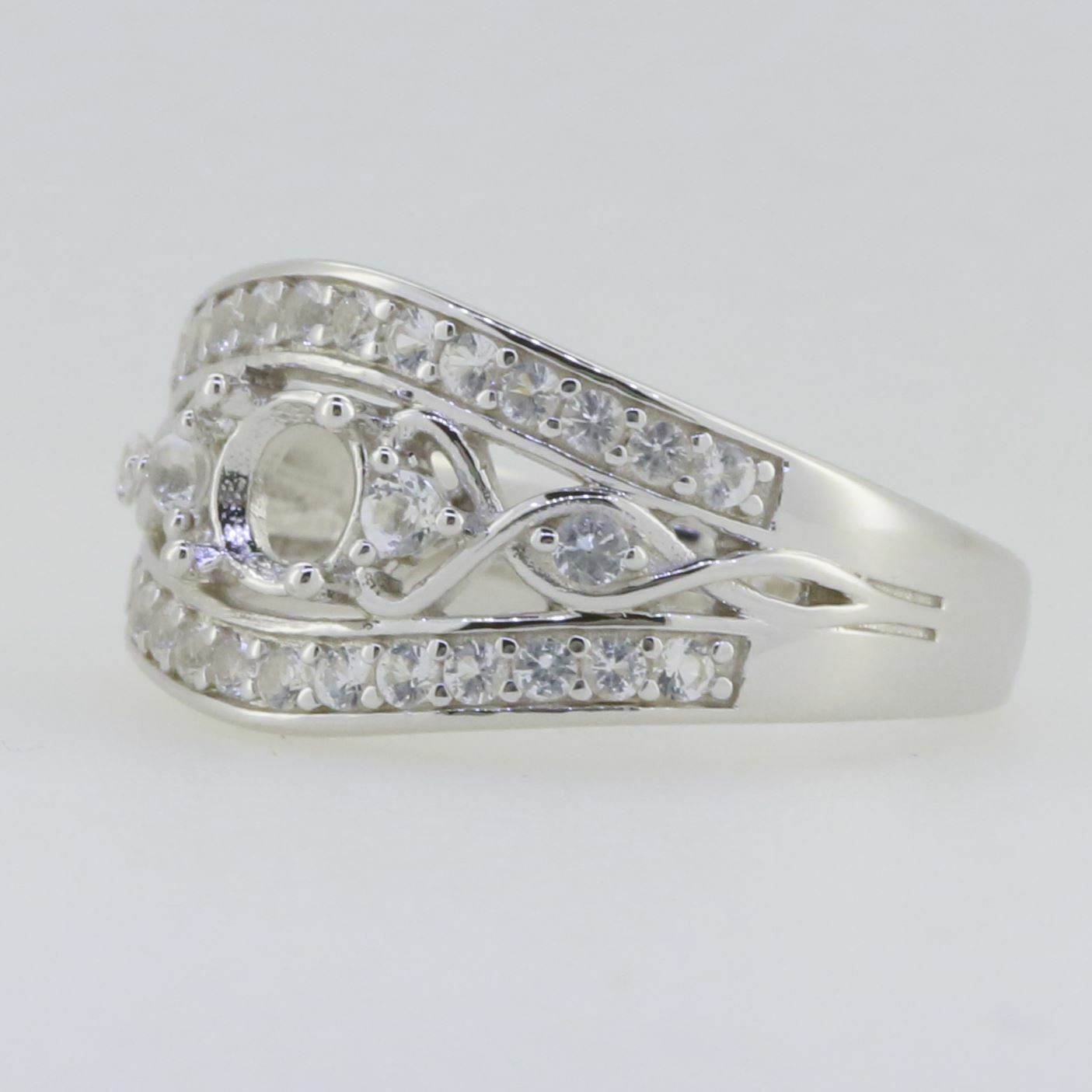 Sterling Silver Semi Mount Ring Setting Round RD 5x5mm White Topaz GTL20324R - Syzjewelry