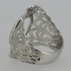 Sterling Silver Semi Mount Ring Setting Oval OV 15x11mm Cabochon Filigree - Syzjewelry
