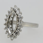 Sterling Silver Semi Mount Ring Setting Marquise MQ 16x8mm White Topaz Halo - Syzjewelry